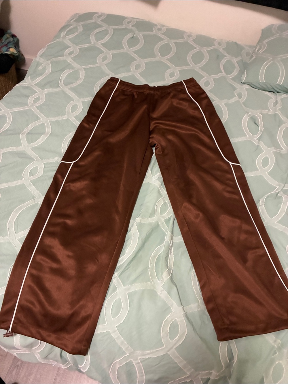 BDG Brown Track Pants with White Piping